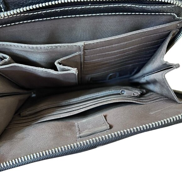 Vtg Tignanello Crossbody Bag Brown Pebbled Leather Purse Zip Magnet Stitching - Picture 5 of 11